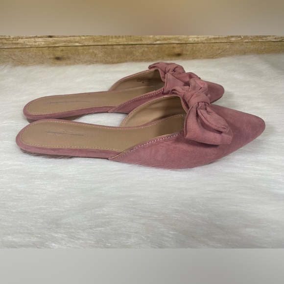 Loft Pink Faux Suede Knot Tie Mules Sandals Closed Toe Size 9M *READ* - Picture 3 of 8